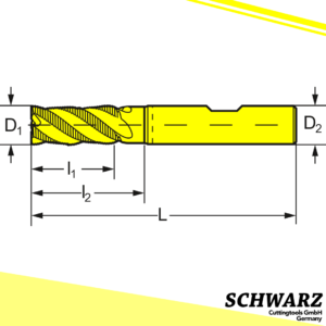 Фреза твердосплавна покрита чорнова довга серія Ø12 мм SW12-HPC.F0.4×45.L26.Z4.HB тип SW10510